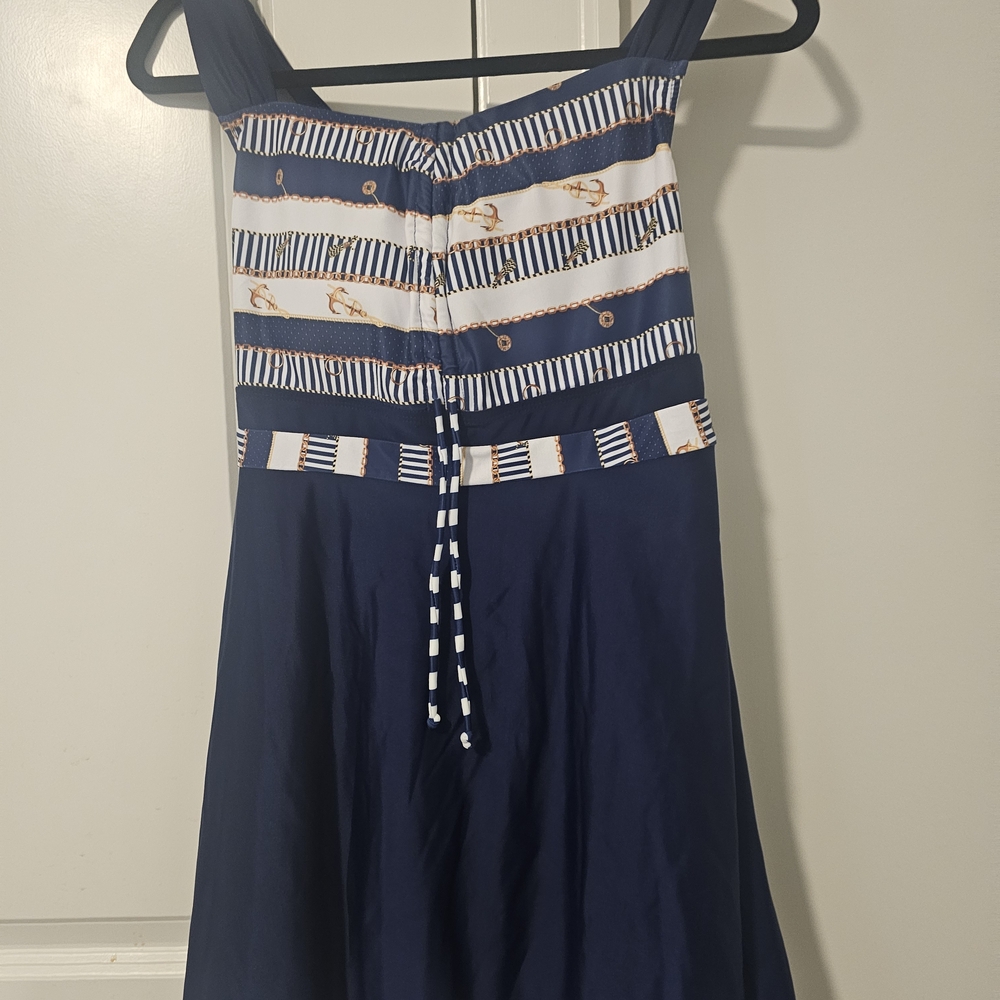 Navy and White Striped Dress